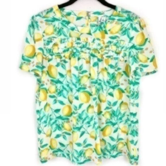 Elle Lemon Ruffles Blouse Medium - Picture 1 of 6